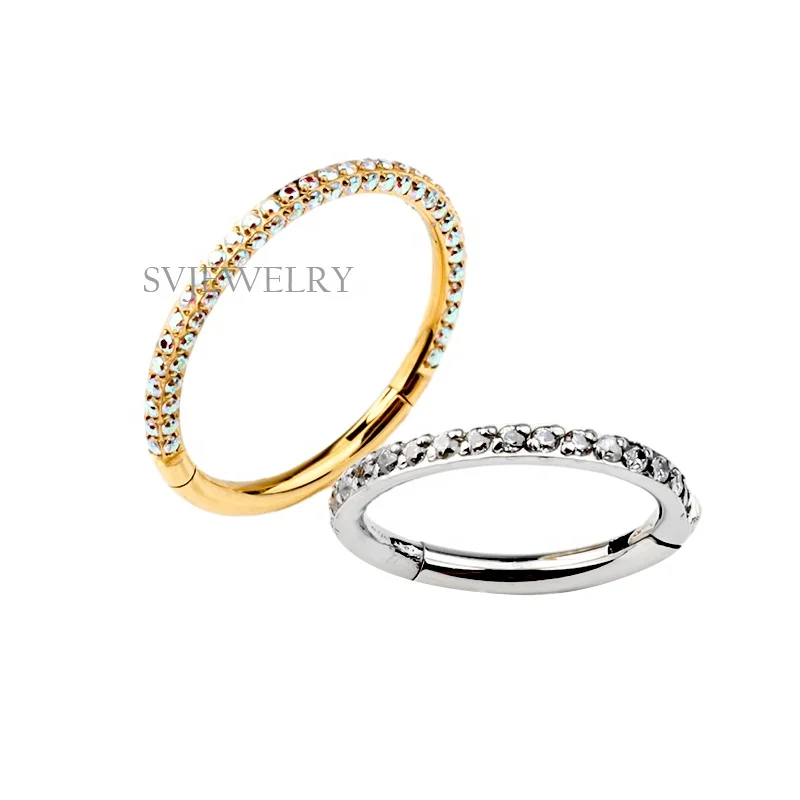 Astm F136 Titanium Piercing Fashion Jewelry Zircon Circle Piercing Zircon Crystal Ring Nose Body Jewelry Nose