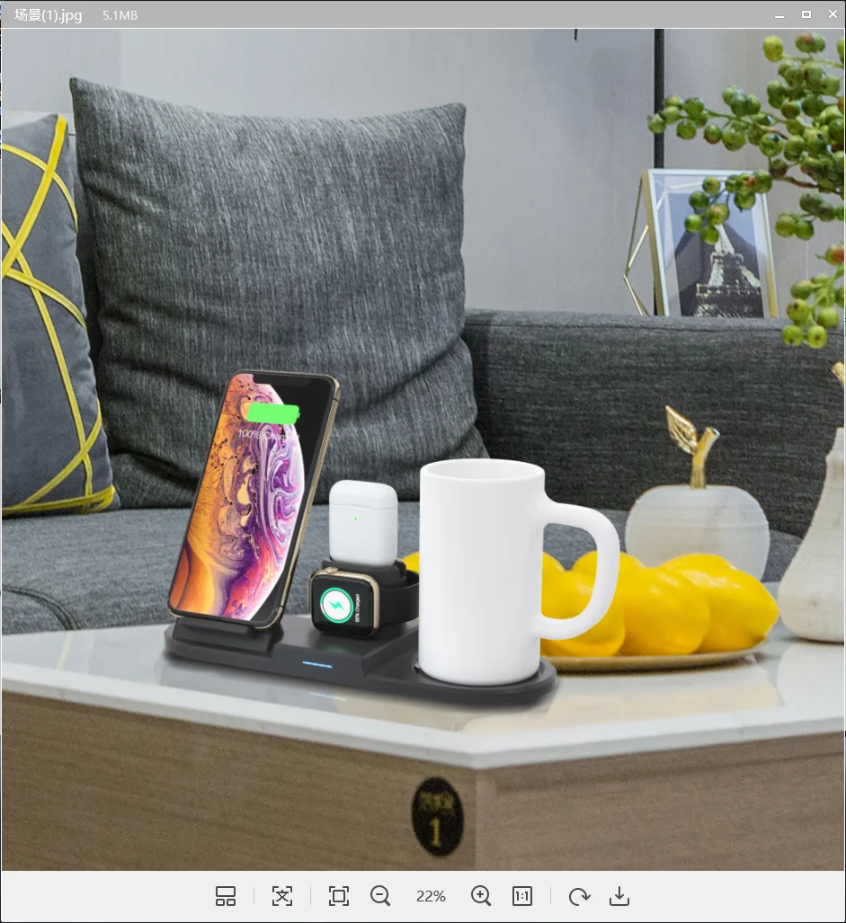 new technology 2020 QI 15W  5 in1 Fast Wireless Charging pad dock cradle charger & 55-Degree Electric Heating Coffee Mug warmer