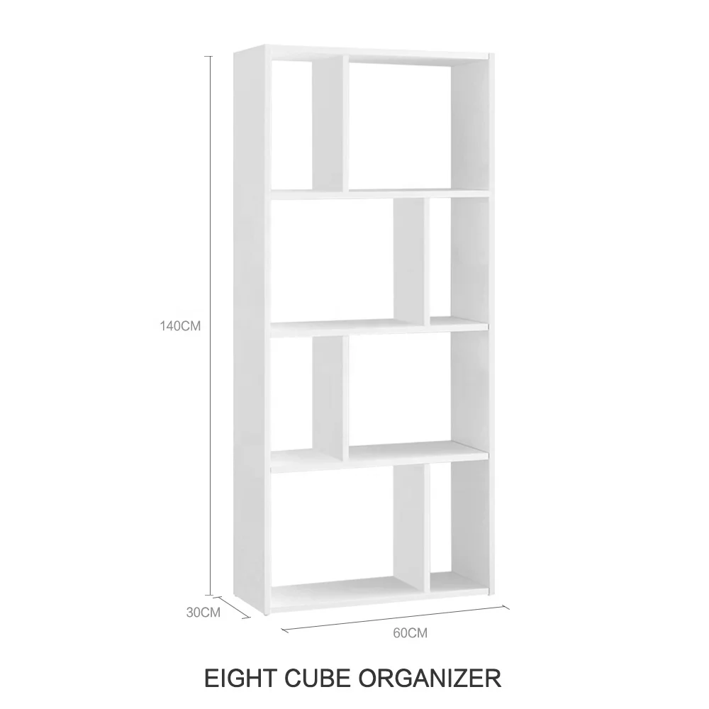 Customize 8-cube nordic style bedroom shelves wall shelf book eight organizer bookshelf storage racks wooden white book shelf