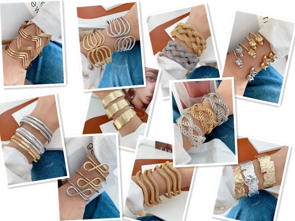 brass cuff bangle bracelet for women new arrival 2024 gold plated wide hollow intersect bangles jewelry ladies indian