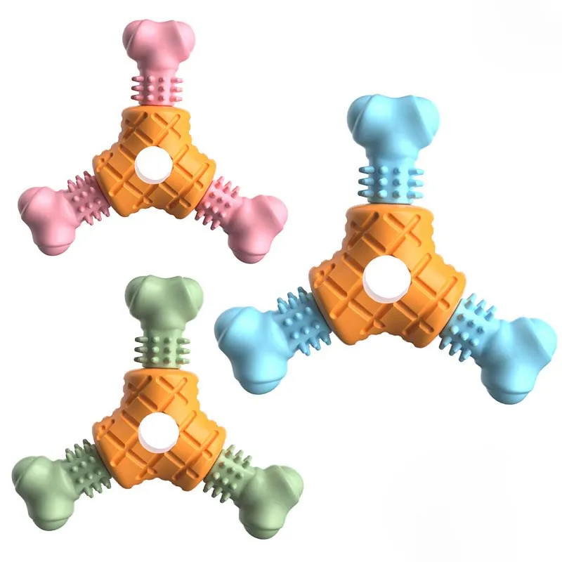 Pet Supplies Accessories Luxury Colorful TPR Rubber, Bone Shaped Puppy Indestructible Tooth Cleaning Dog Chew toys/