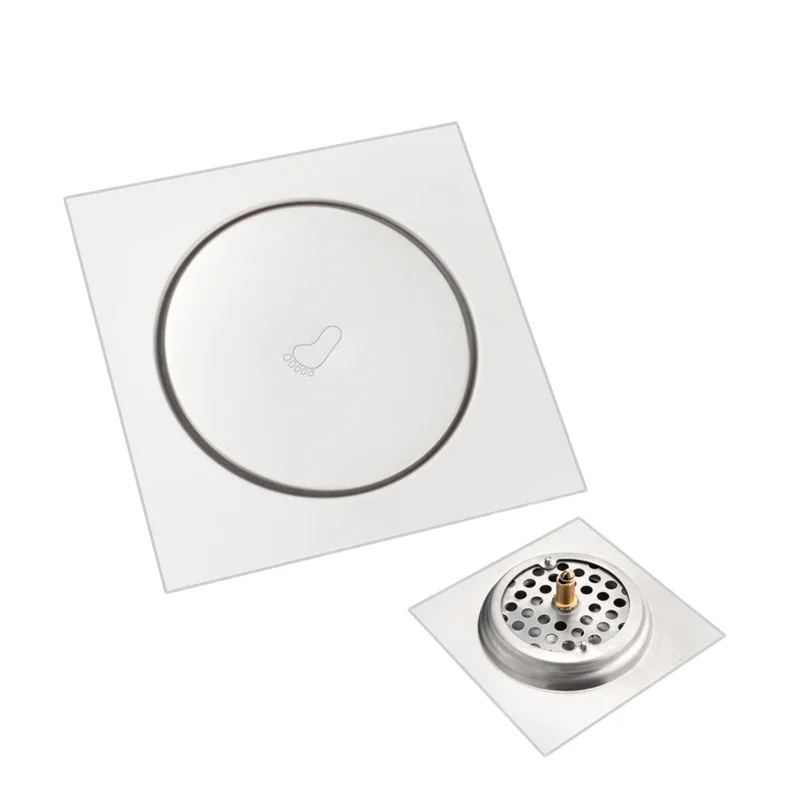 Egyptian Middle East Direct Factory Sale Stainless Steel Square Foot-Operated Floor Drain Deodorizing Filter Bathroom