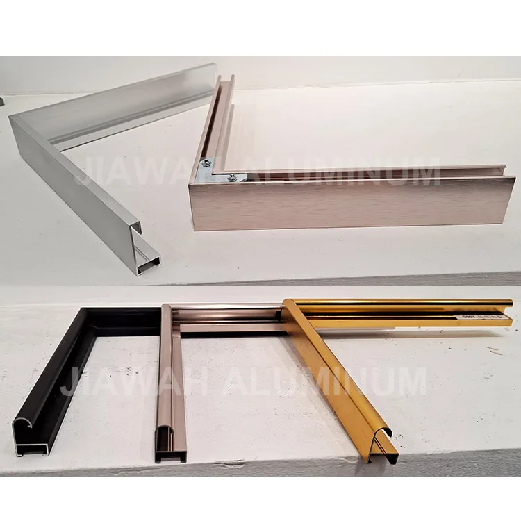 Rose gold black brushing anodized aluminium frame mirror , aluminum frame for mirror , living room mirror frame aluminum profile