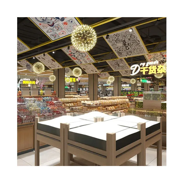 Customization supermarket interior floor plan design and three-dimensional effect map decoration design