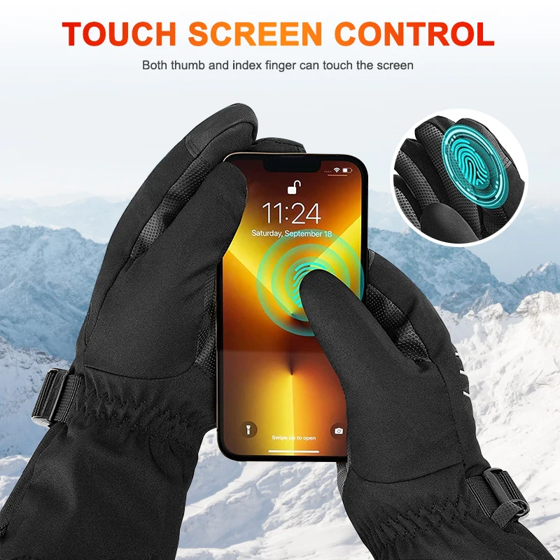 USB Rechargeable Heating Gloves Winter Touchscreen Women and Men Warm Gloves for Motorcycle Fishing Hiking Cycling Skiing