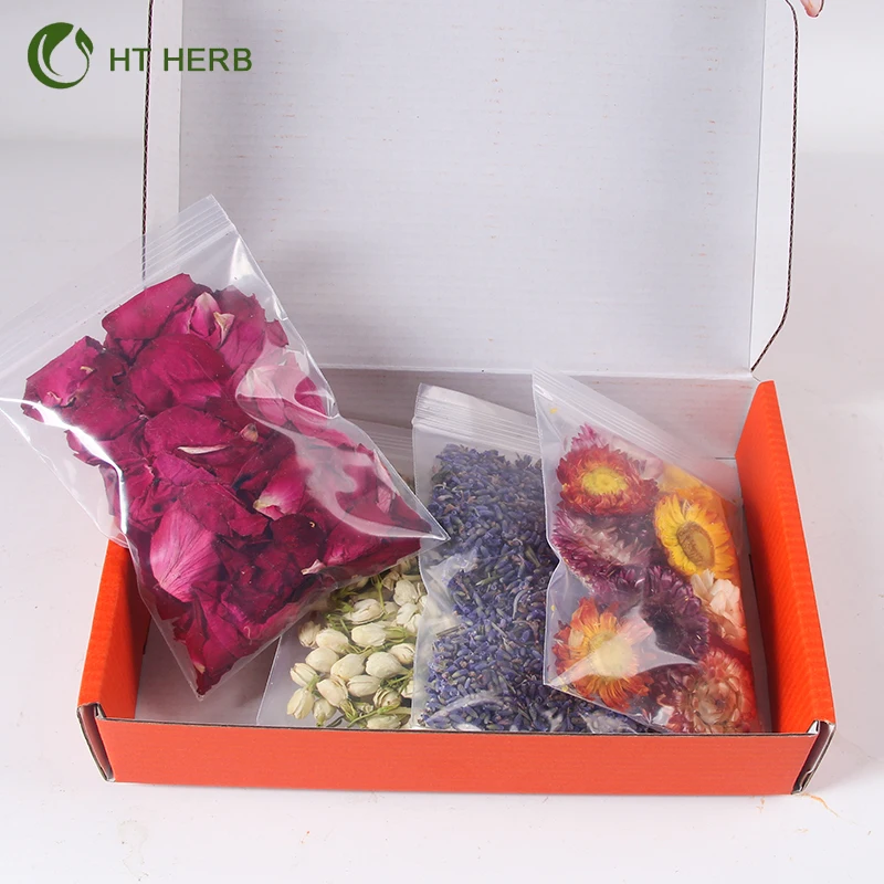 2021 New Design Private Logo Natural Herbal Mixed Dried Decorative Flowers for Bath Candle Resin Soap Material Gift Set Box