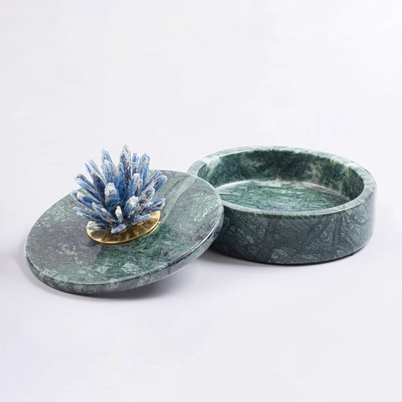 Высококачественная элегантная и красивая мраморная круглая коробка для хранения косметических