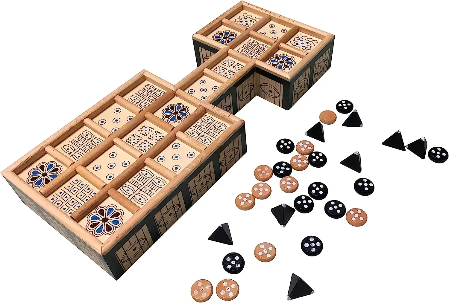 Royal Game of UR Strategy Board Games for Adults and Kids Ancient Tabletop Game with Built-in Storage Unique 2 Player Wooden B