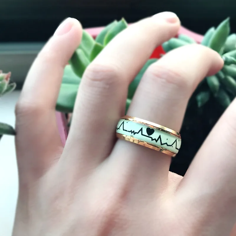 New glow in the dark  heartbeat ring dragon head  stainless steel ring