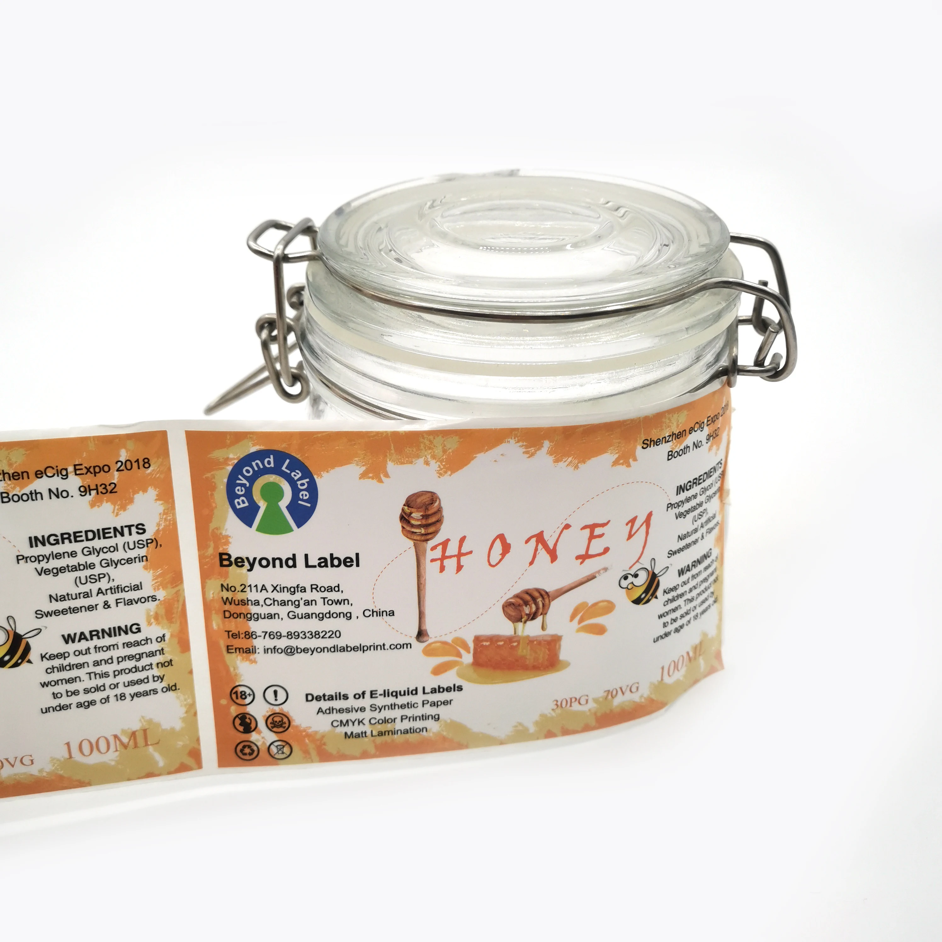 Водонепроницаемая индивидуальная печать этикеток на пластиковых бутылках Manuka Honey