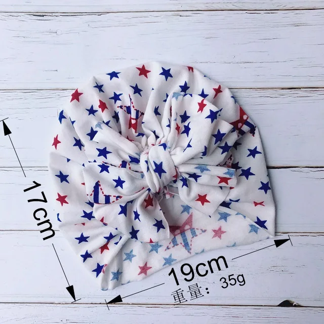 Messy Bow Turban Hat For Baby Girls Floral Top Knot Headband Hospital Hat Infant Caps