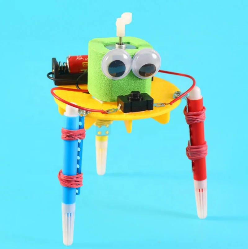 Electric Doodle Robot Model Kits Toy Safety Plastic Handmade Assembly Science Experiment Toys for Children DIY Art Drawing Model