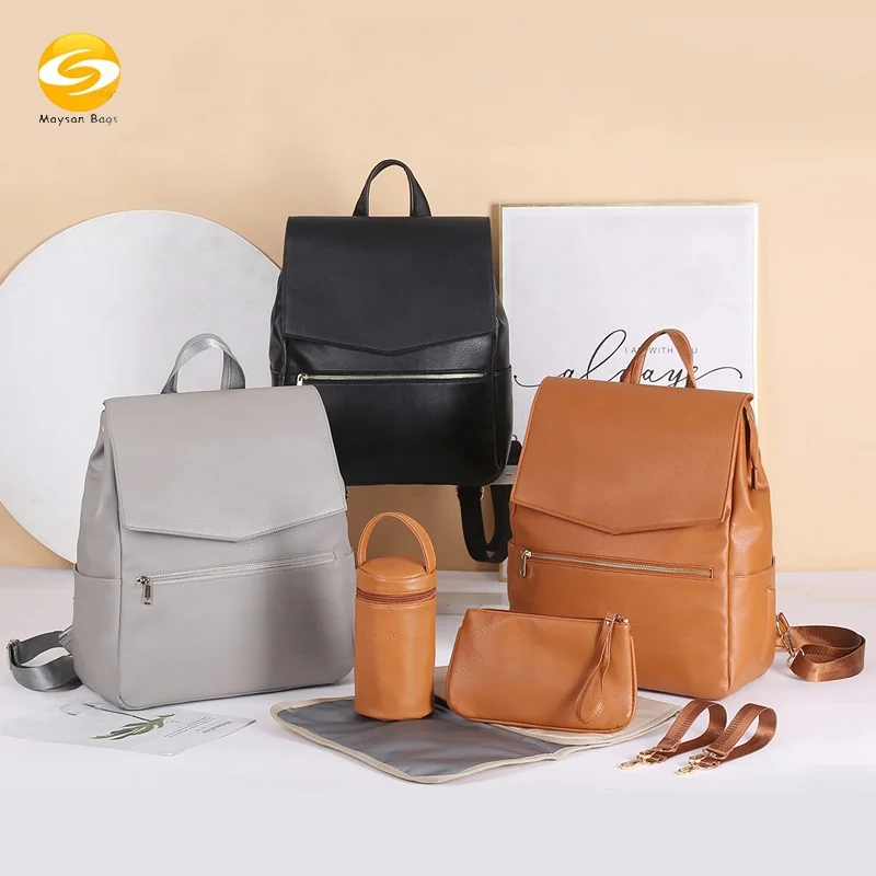 Популярный рюкзак для подгузников из искусственной кожи, многофункциональная Детская сумка для мамы, вместительная сумка для пеленок с изолированным мешочком