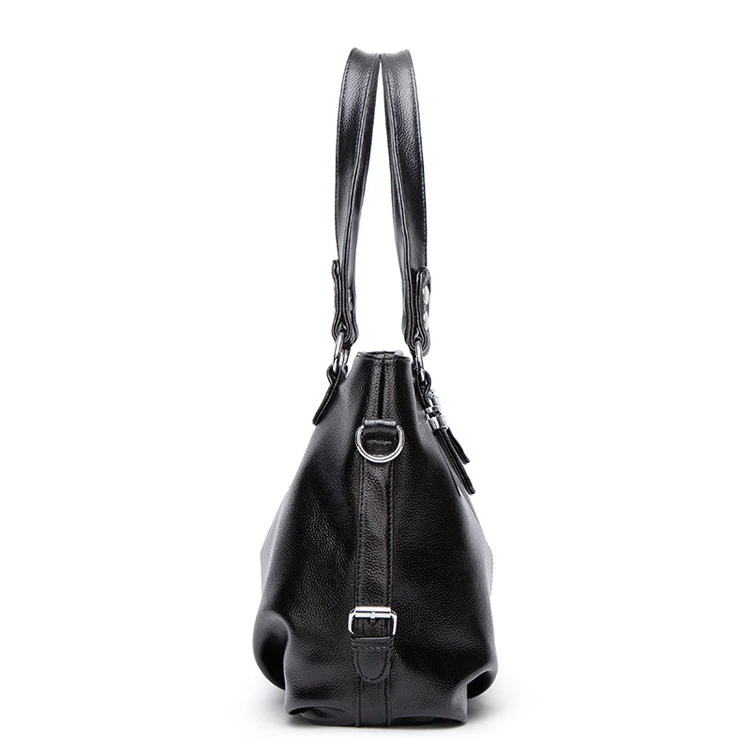 Top selling Fashion designer plain soft leather shoulder bag black top handle bags women handbag tote with inner zipper pocket