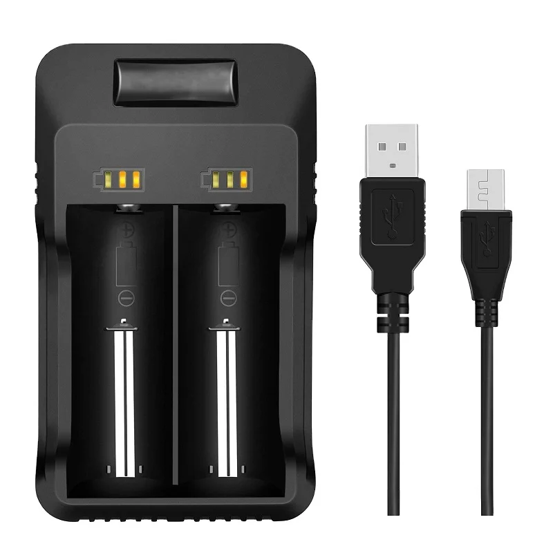 Оптовая продажа, универсальное зарядное устройство с 2 слотами для литиевых 18650 Ni-Cd Ni-MH и li-ion аккумуляторов с USB-кабелем