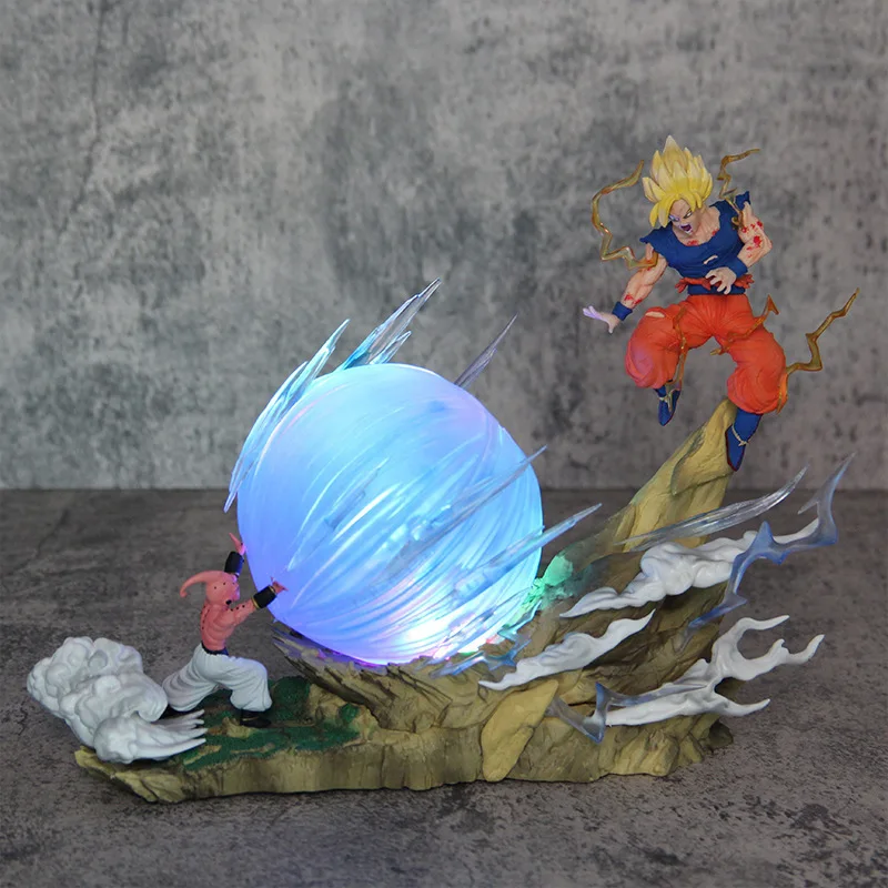 22cm 8.66 Inches Dragoned Ball Z Goku VS Buu Kamehameha PVC Resin Model Toy DBZ Anime Related Goku Buu Action Figure
