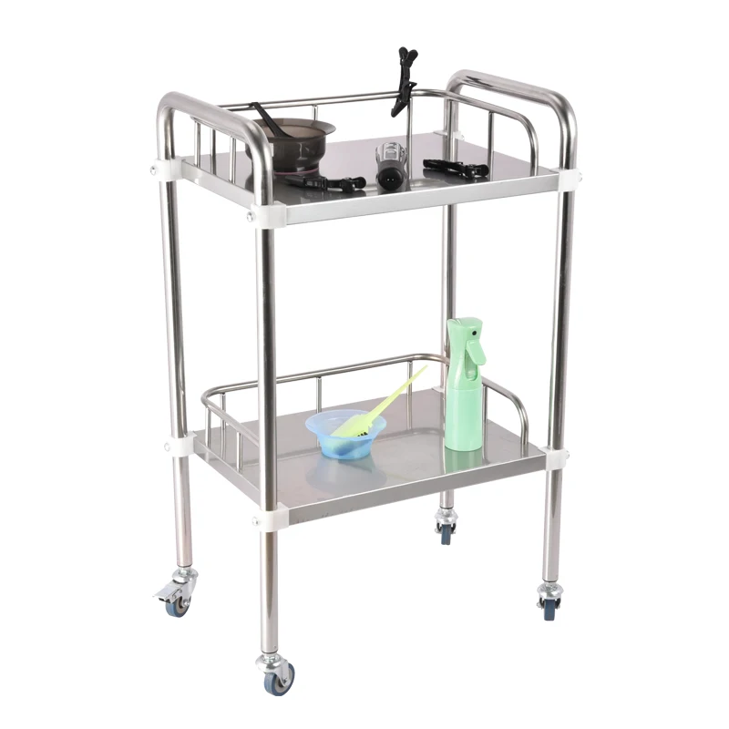 Factory Outlet Silver Stainless Steel Medical Surgical Hospital Nursing Trolley Cart