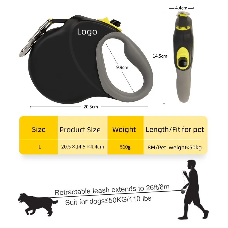 New Pet Products 8M 26ft Strong Nylon Tape Pet Dog Automatic Retractable Heavy Duty  Anti-Slip Handle Pet Dog Leash