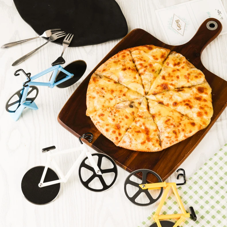 Bicycle Pizza Cutter Wheel Motorcycle Pizza Roller Non-Stick Stainless Steel Double Pizza Cutter