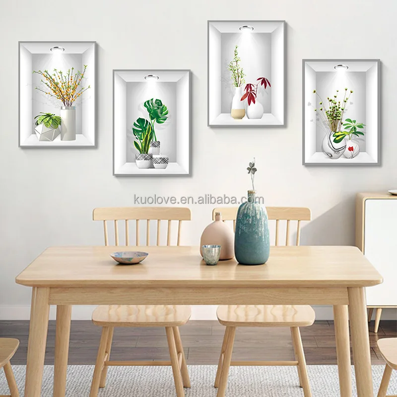 Beautiful flower couplet simulation 3D photo frame wall stickers  living room decoration wallpaper self-adhesive wall stickers