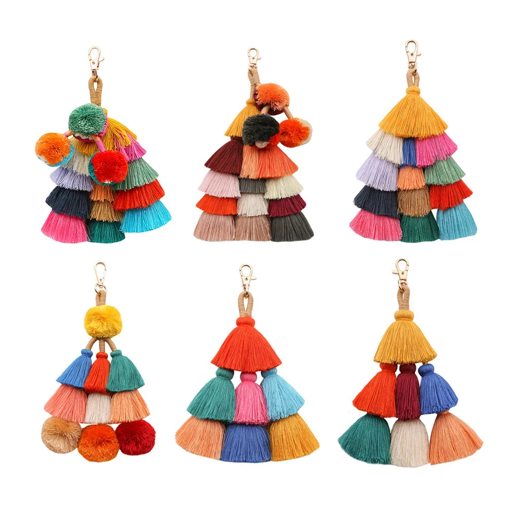 Original DIY accessories, hand-made cotton thread tassel hanging, European and American national style bag, hanging key chain