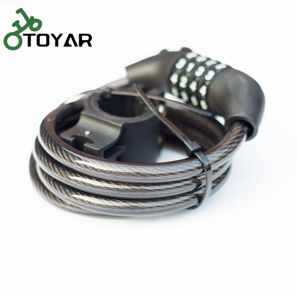 4 Digit Resettable Combination Bike Steel Cable Lock with Mounting Bracket Anti-Theft Self Coiling Bicycle Cable Lock