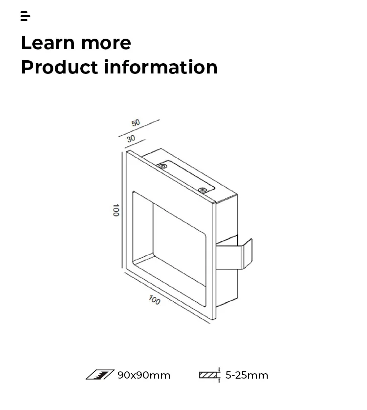 1W 2W 3W Square IP65 Outdoor Indoor Led Step Light