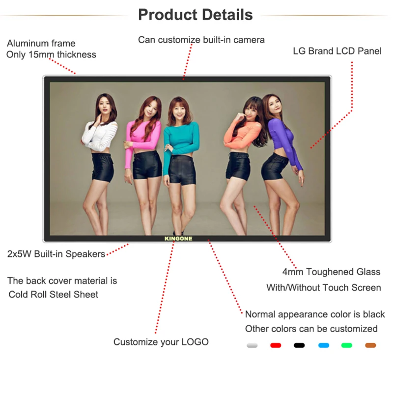 KINGONE Wholesale Full HD 1080P Ultra Thin Menu Board LCD Digital Signage Display Indoor Wall Mount Advertising Screen