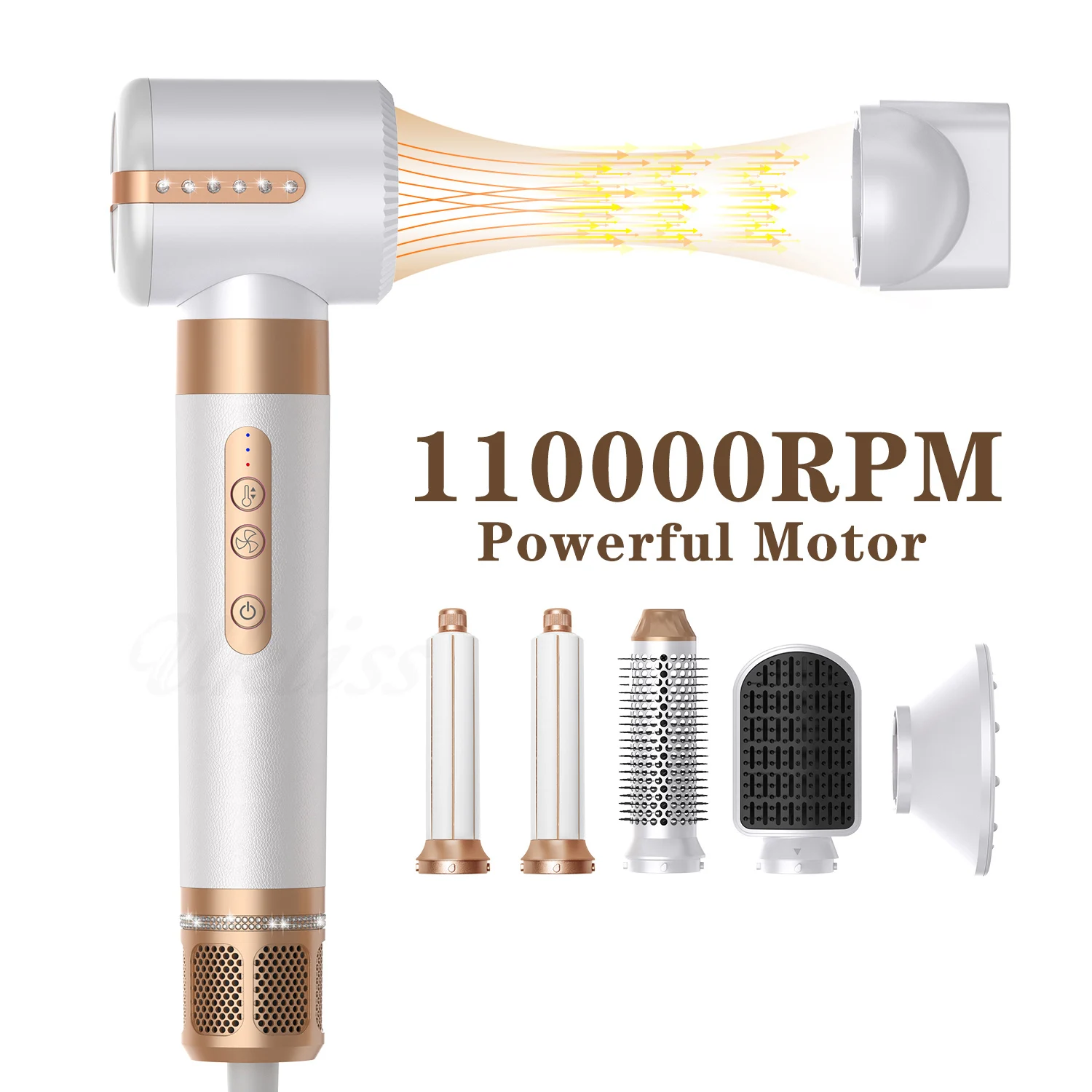 High Speed Personal Salon Hot Air Brush Electric Curling Wand Volumizer Blow Dryer Set 7 in 1 Set Wrap Air Styler
