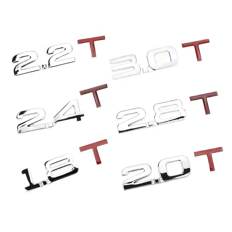 Car 3D Metal 1.6T 1.8T 2.2T 2.5T 3.0T Logo Sticker Emblem Badge Decals Auto Tail Stickers