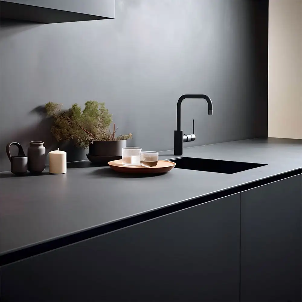 Anti Bacterial Solid Graphite Grey 12mm HPL Compact Laminate Board for Kitchen Island Worktop Countertop