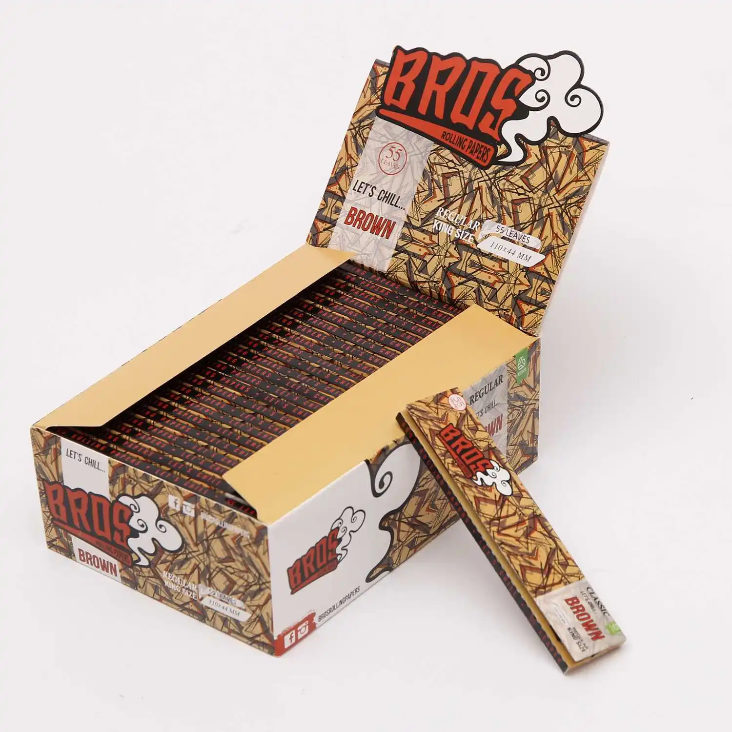 
Factory sales Brown Dragon Bros 55 leaves king size rolling papers oem hemp paper 