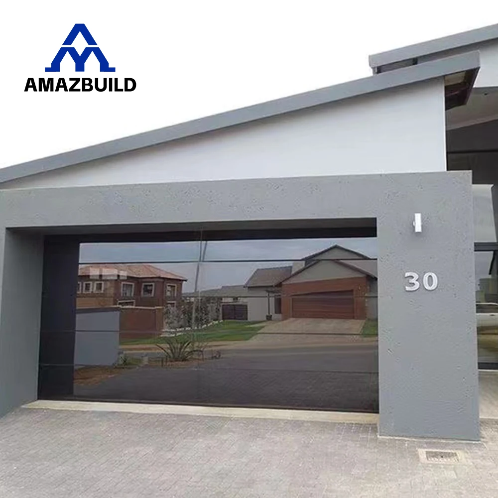 AMAZBUILD американские безрамные современные двери гаража черные для