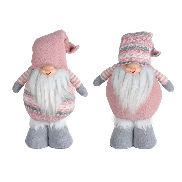 New trend pink color 12 inch standing gnome nordic gonk plush elf dwarf scandinavian christmas ornament santa
