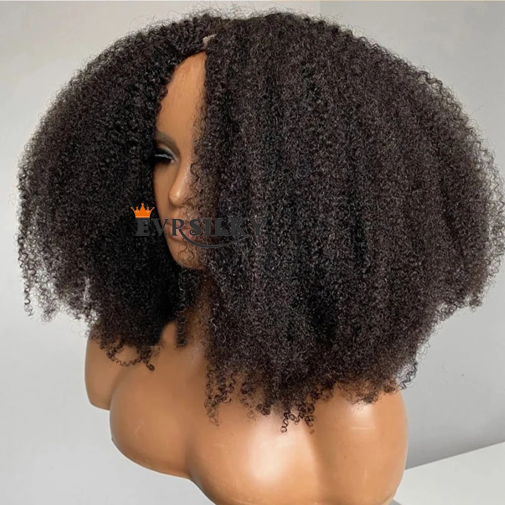 Glueless Mongolia Afro Kinky Curly U Part Wigs 100% Human Hair 100% Unprocessed V Shape Afro Curl None Lace Wig Full 250Density