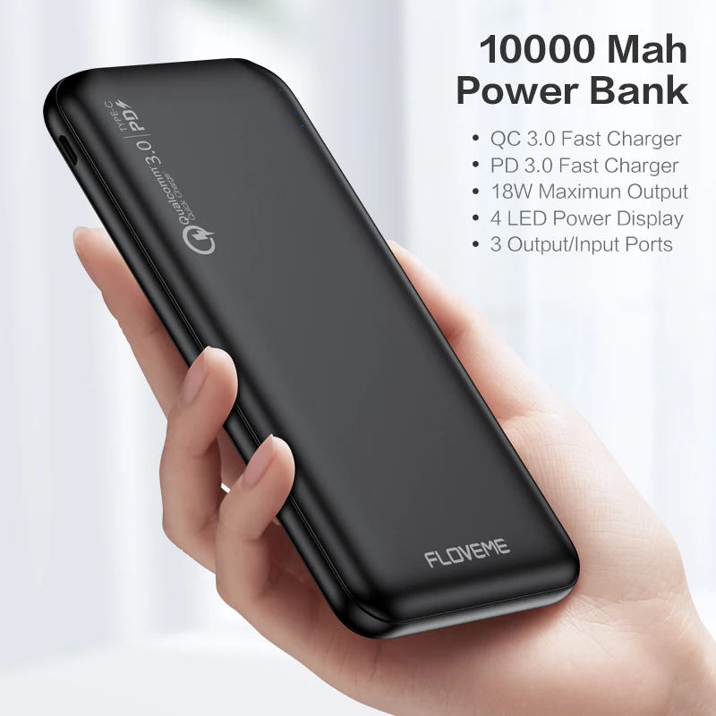 1 образец OK FLOVEME 18 Вт QC 3 0 портативное зарядное устройство для мобильных телефонов 10000 мАч PD Быстрая