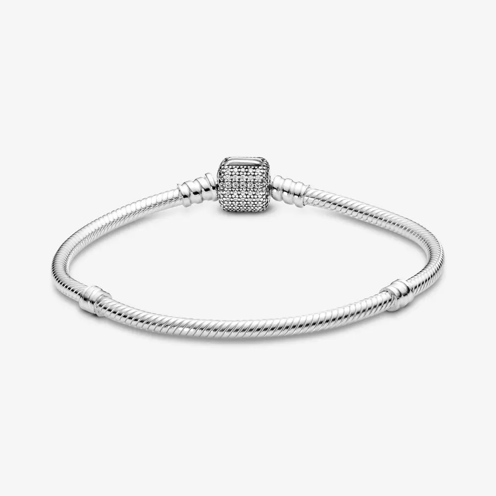 Sterling silver  Moments Sparkling Snake Chain Bracelet  Fit pandaro 2020