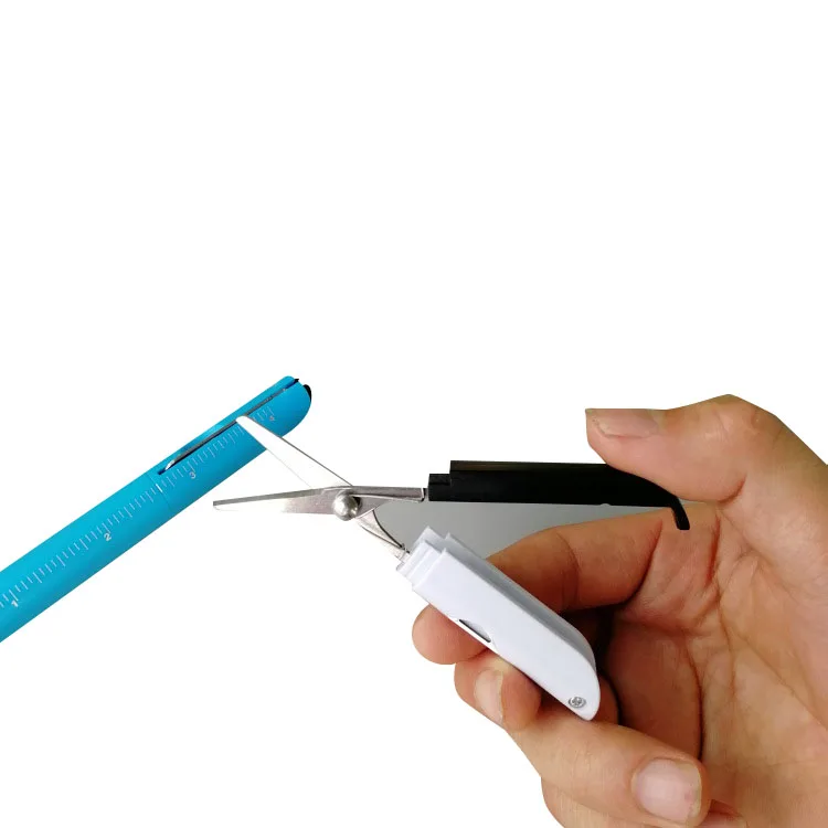 Promotional custom printed scissors knife rules multifunctional pen