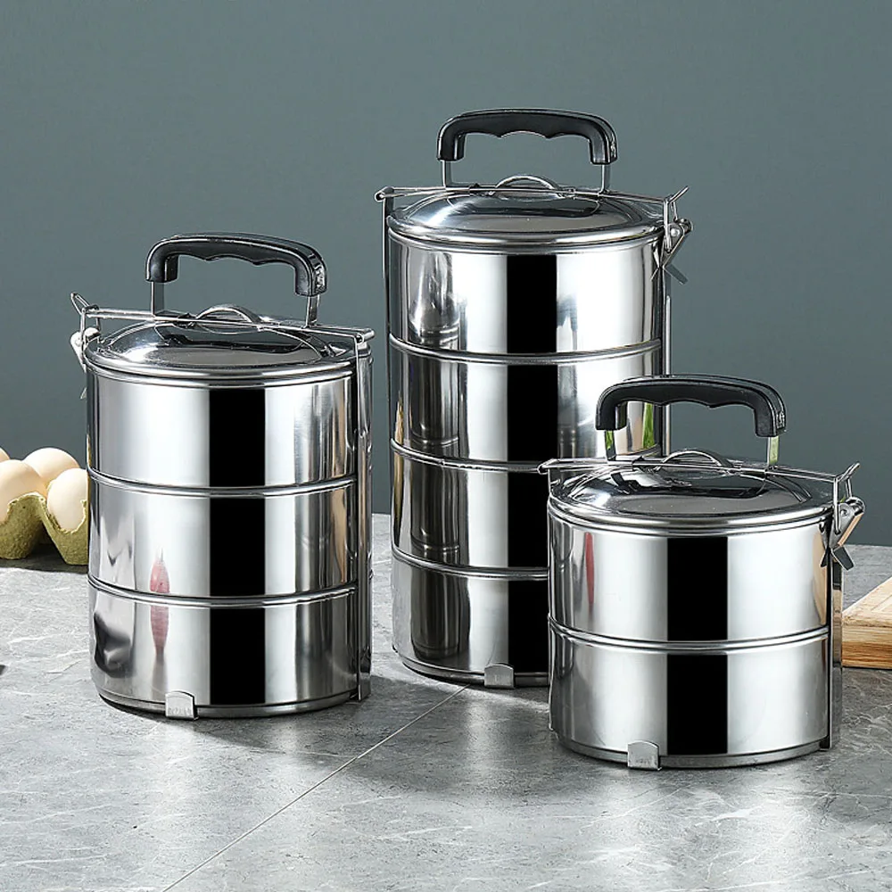 Portable India Tiffin lunch box with handle stainless steel food carrier container