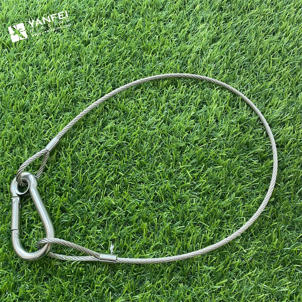 Steel Wire Rope Cable Sling With Eyelet Snap Hook, Safety Lock Wire With Carabiner