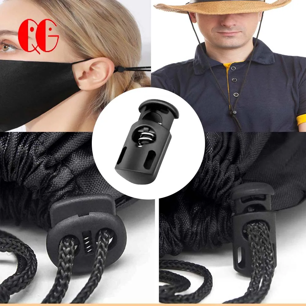 Cord Locks Elastic Adjuster Cord Toggles Drawstring Buckle Clasp Spring Drawstrings Elastic Cord Adjuster Non-Slip Stopper