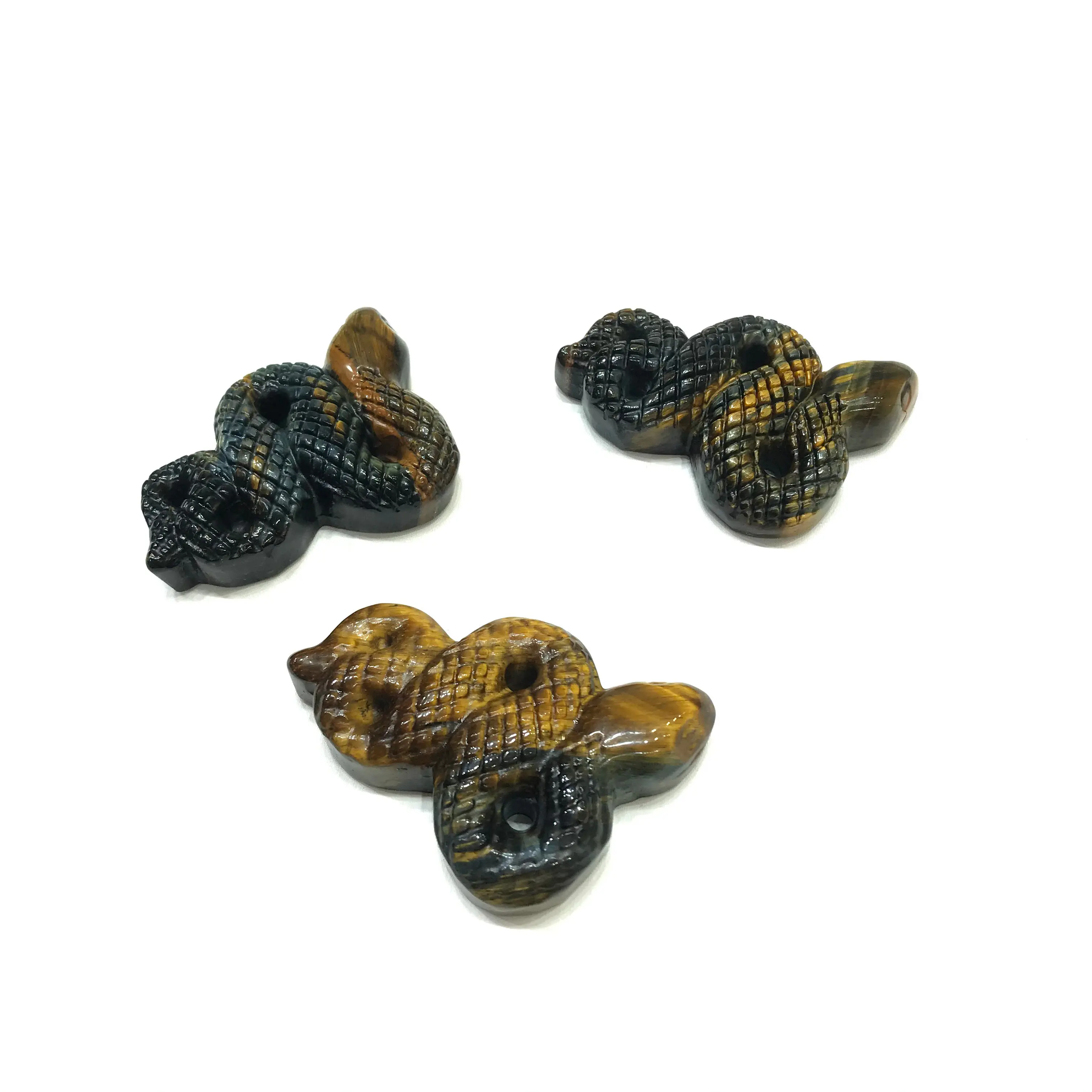 Wholesale Natural Blue Golden Tiger Eye Stone Crystal Snake For Pendant Decoration