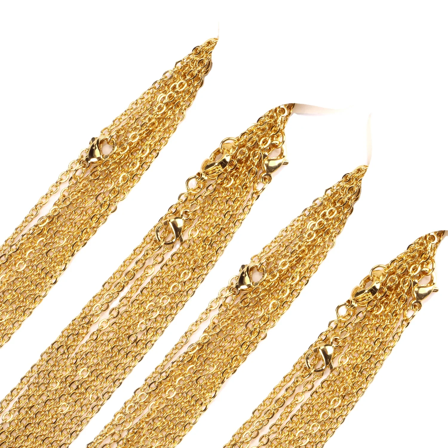 Ширина 2 мм круглая звеньевая цепочка из нержавеющей стали 18 к позолоченные цепочки для ожерелья Оптовая торговля Ювелирная
