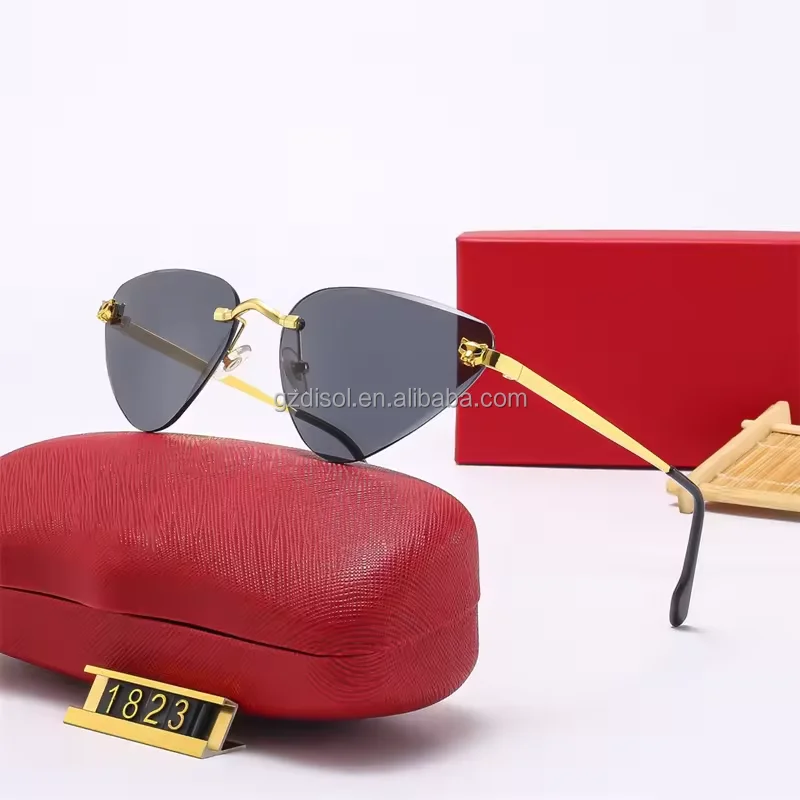 Famous Designer Unisex Rimless Hexagonal Sunglasses with Gradient Lens UV 400 Polarizing Fashionable for Outdoor Use
