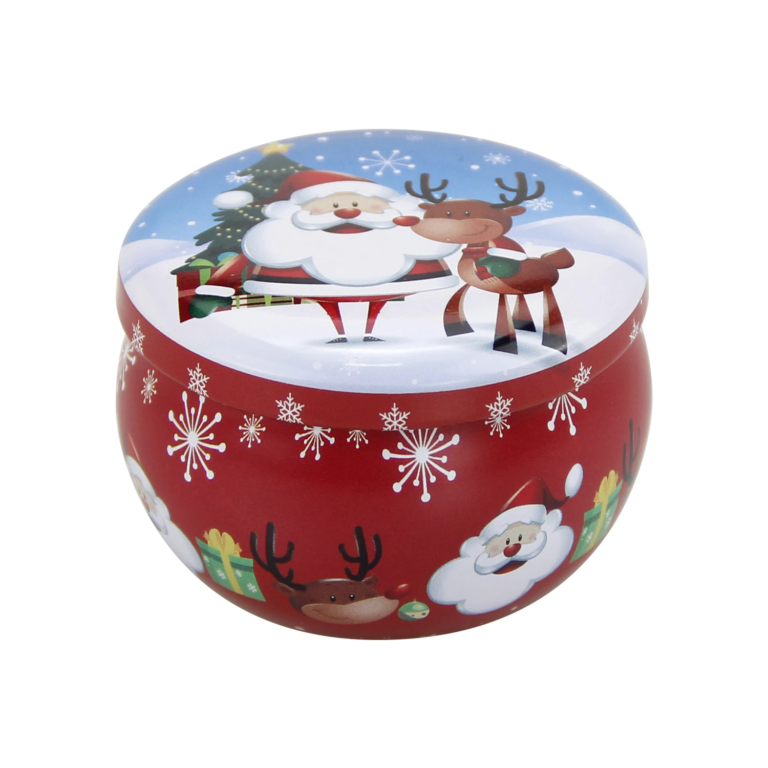 Ready To Ship Snowman Pillar Shape Small Metal Box Tin Christmas Santa Claus Tin Case Metal Gift Box For Candy Cookie