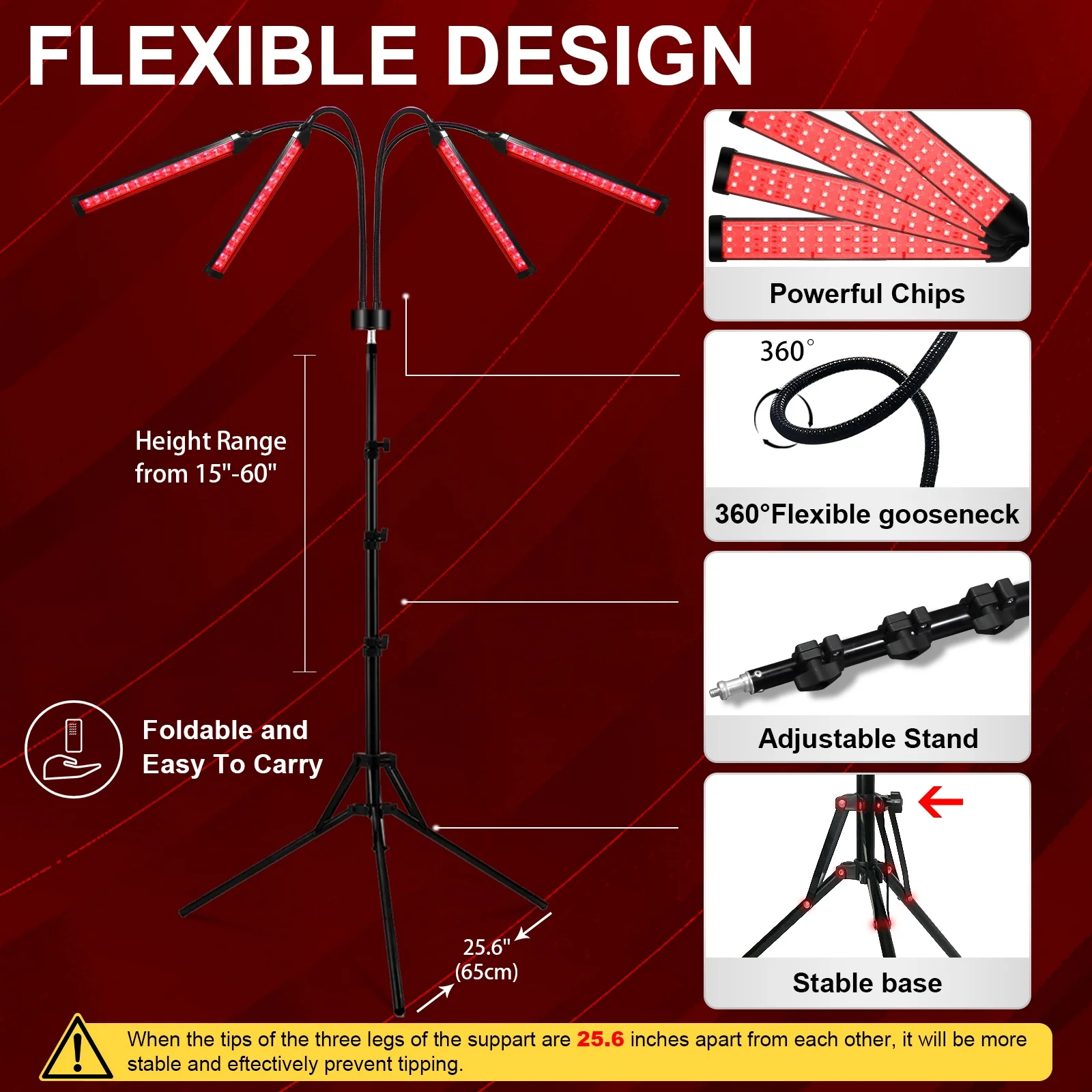 Upgraded 3-in-1 Chip Designed Infrared Light Therapy with Tripod, 660nm  850nm Deep Red Light for Face, Neck, Back
