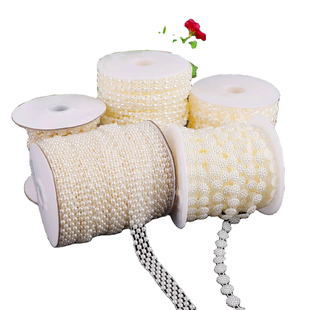 1.5/2M/bag Multi-size ABS Imitation Ivory Pearl Beads Chain Trim For DIY Wedding Party Decoration Clothing Craft Accessories