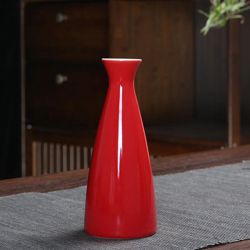 Vintage Small Ceramic Wine Dispenser Old-Fashioned Two-Tier Round-Mouth Liquor Utensils Household Liquor Glass Set Wine Bottle