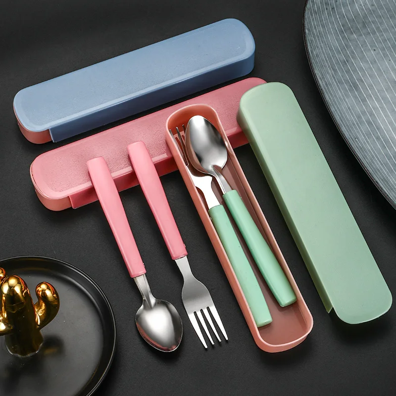 Простой креативный портативный складной набор столовых приборов из нержавеющей стали идеальная двухсекционная посуда для кемпинга включая вилку