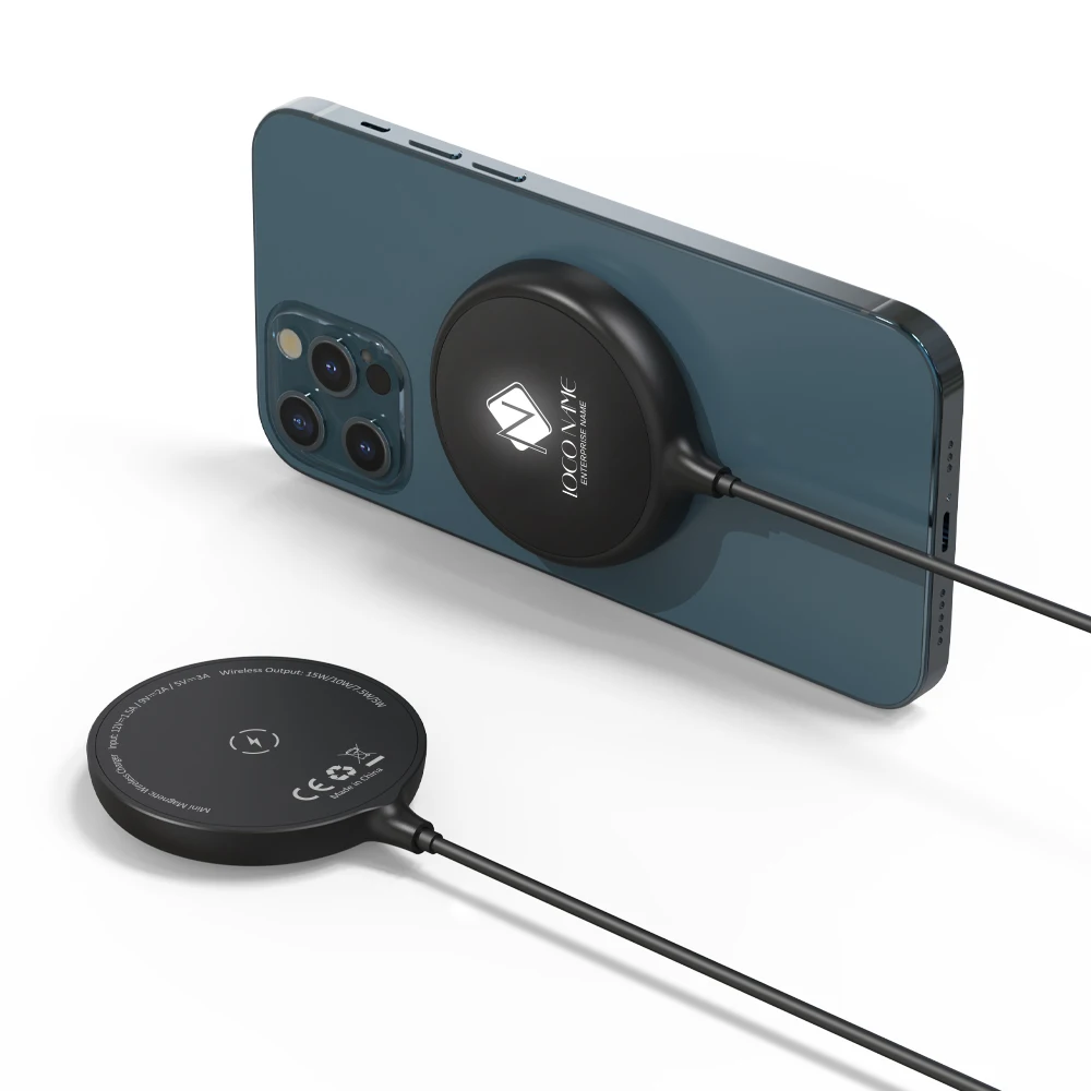 Type-C Output 15w Round Wireless Mobile Charger Magnetic Mini Round Wireless Charger for Watch Airpods Mobile Phones